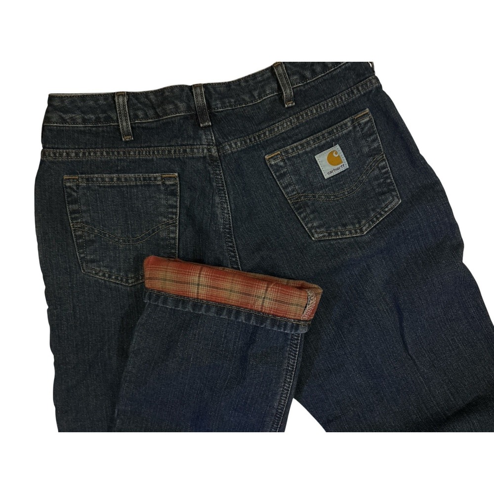 Carhartt Flannel Lined Jeans Womens 6 R Straight Original Fit Denim BLUE WB022